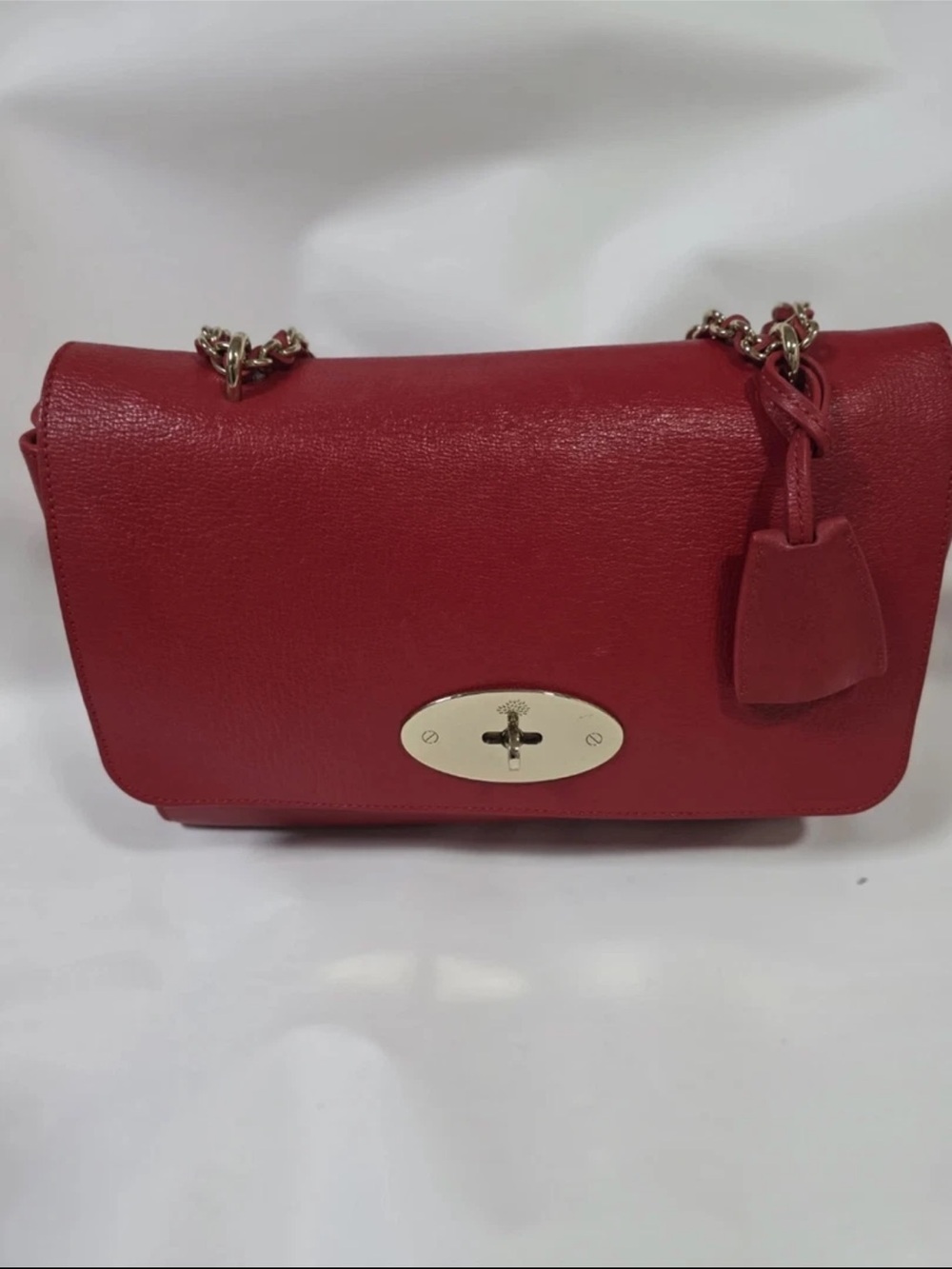 Mulberry Red Leather Crossbody with Gold Turnlock